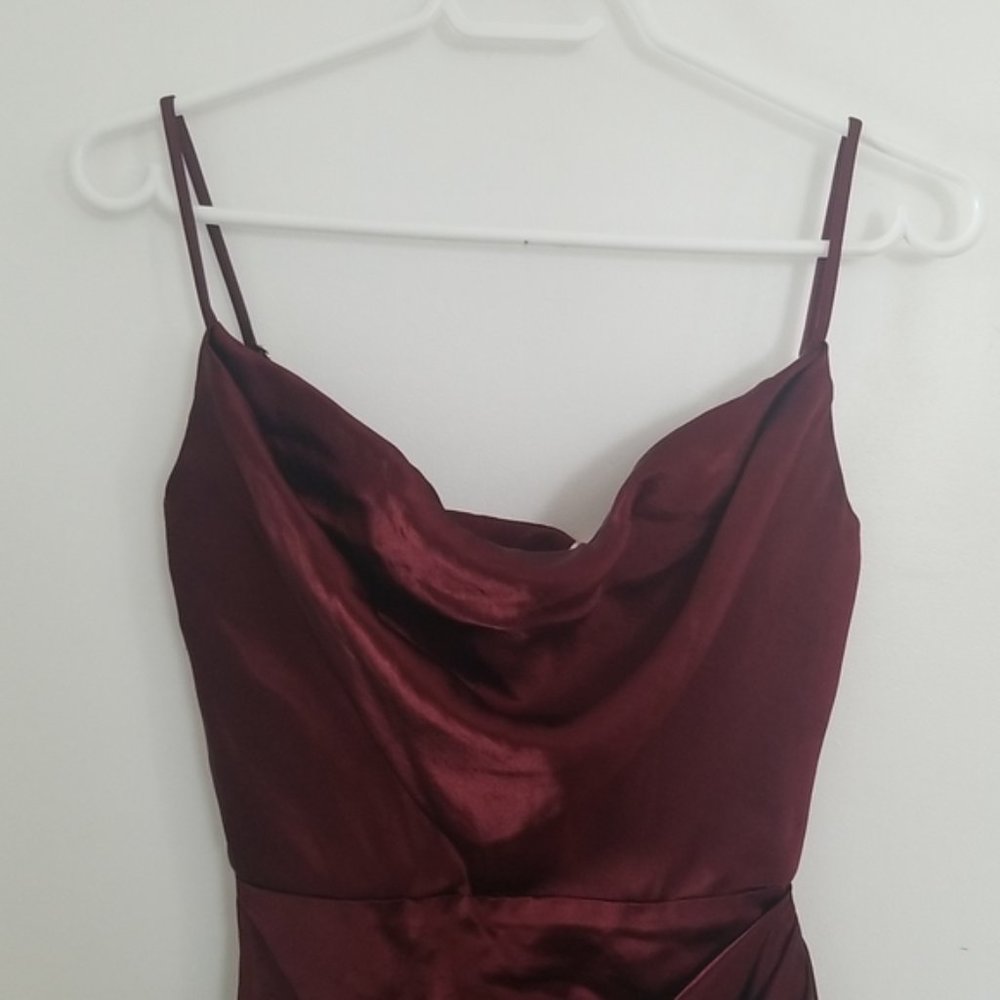 House of CB Reva Raisin Satin Balcony Corset Dress - Picture 16 of 16